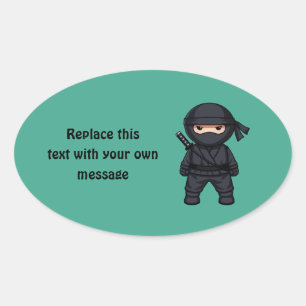 Little Ninja Warrior on Green Ovaler Aufkleber