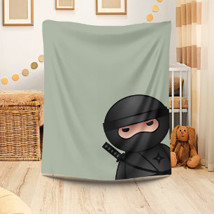 Little Ninja Warrior on Sage Green Fleecedecke