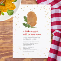Little Nugget Red Neutral Chicken Baby Shower Invi