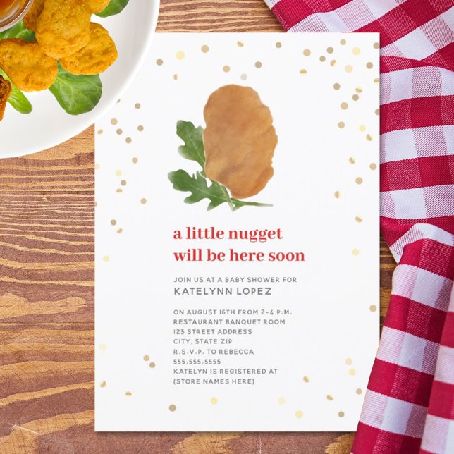 Little Nugget Red Neutral Chicken Baby Shower Invi Einladung (Von Creator hochgeladen)