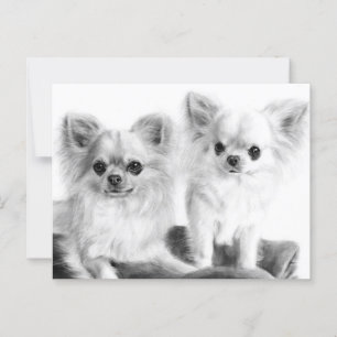 Little One and Guardian - Hand bemalt Chihuahua Postkarte