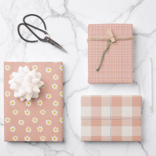 Little One Collection - staubiger Aprikose  Geschenkpapier Set (Vorderseite)