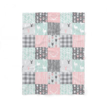 Little One Patchwork Deer - rosa, minze und grau