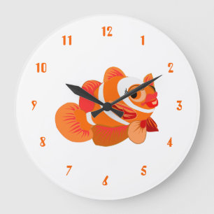 Little Orange Fish - Große Wanduhr