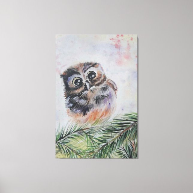 Little Owl Canvas Print - Aquarellmalerei Leinwanddruck (Vorderseite)