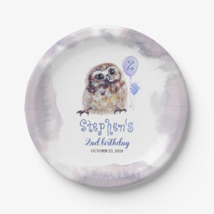 Little Owl Niedlich Blue Birthday Pappteller