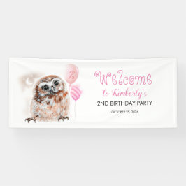 Little Owl Niedlich Pink Geburtstagsparty Banner