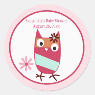 Little Owl Personalisiert Baby Dusche Pflegeaufkle Runder Aufkleber