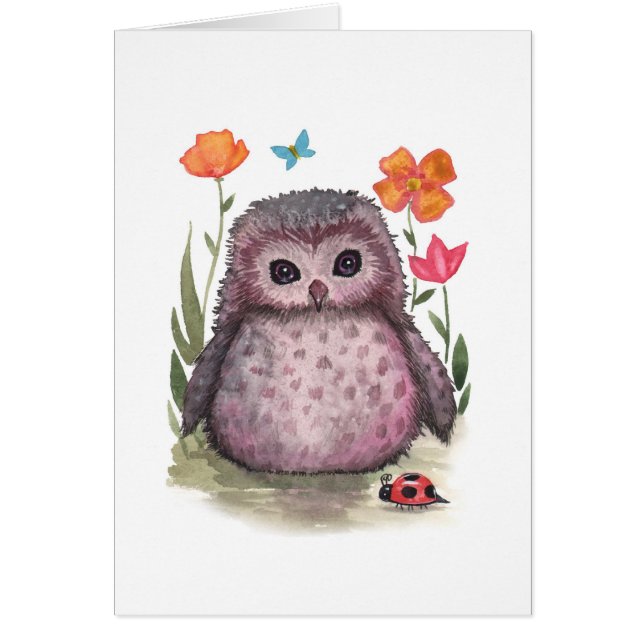 Little Owl und Ladybug Card (Vorne)