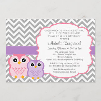 Little Owls Babydusche Einladung, Mädchen Einladung