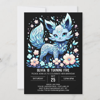 Little Pastel Fox Digital Geburtstag Einladung