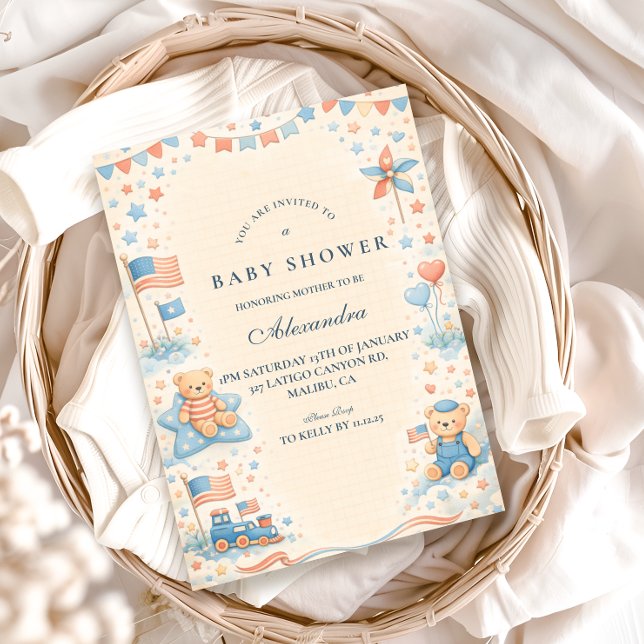 Little Patriot Welcome Baby Shower Einladung (Von Creator hochgeladen)