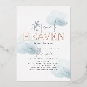 Little Peace of Heaven Blue Cloud Boy Baby Shower Folieneinladung