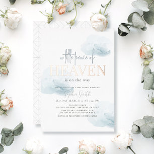 Little Peace of Heaven Blue Cloud Boy Baby Shower Folieneinladung