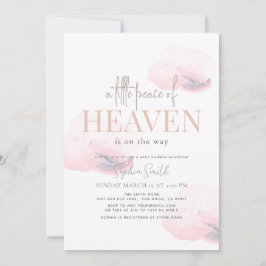 Little Peace of Heaven Girl Pink Cloud Baby Dusche Einladung