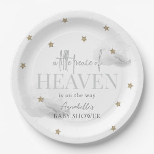 Little Peace of Heaven Gray Baby Shower Pappteller