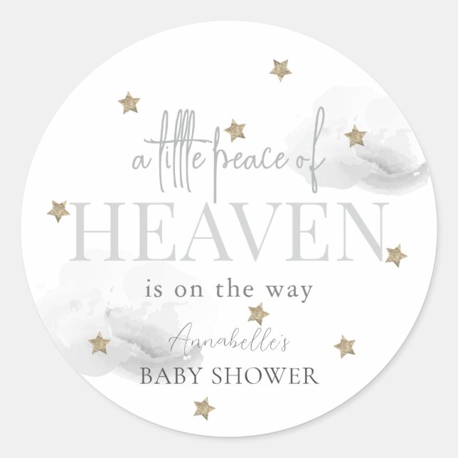 Little Peace of Heaven Gray Baby Shower Runder Aufkleber (Vorderseite)
