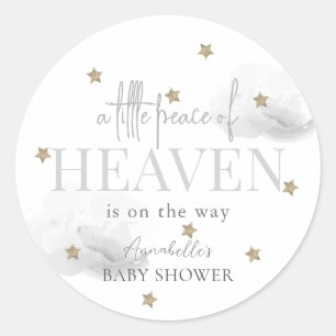 Little Peace of Heaven Gray Baby Shower Runder Aufkleber