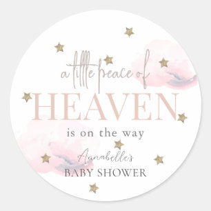Little Peace of Heaven Pink Girl Baby Shower Runder Aufkleber