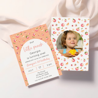 Little Peach Birthday Foto Einladung