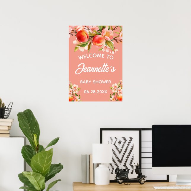 Little Peach Fruit Floral Welcome Poster (Heimbüro)