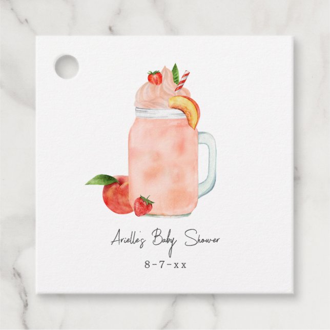 Little Peach Fruit Smoothie Girl Babydusche Geschenkanhänger (Vorderseite)