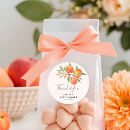 Little Peach Is On The Way Baby Shower thankyou Runder Aufkleber