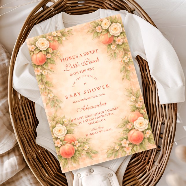 Little Peach on the Way Baby Shower Einladung (Von Creator hochgeladen)
