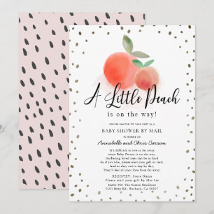 Little Peach Watercolor White Baby Shower by Mail Einladung