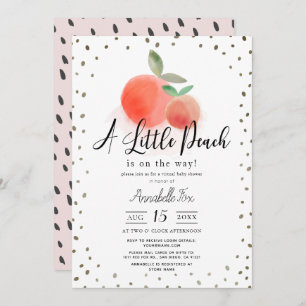 Little Peach Watercolor White Virtual Baby Dusche Einladung
