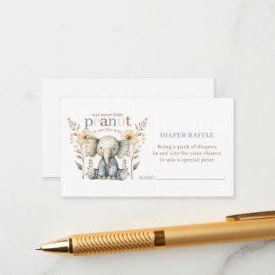 Little Peanut Baby Elephant Blue Diaper Raffle Begleitkarte