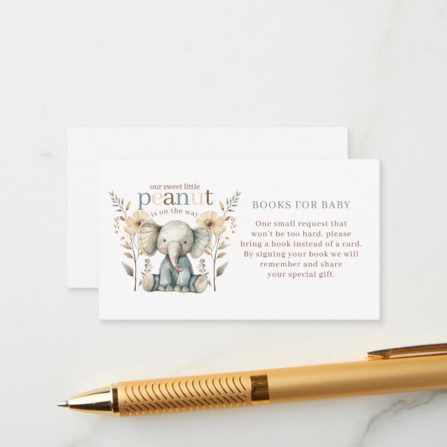 Little Peanut Baby Elephant Blue Diaper Raffle Begleitkarte (Vorderseite/Rückseite Beispiel)