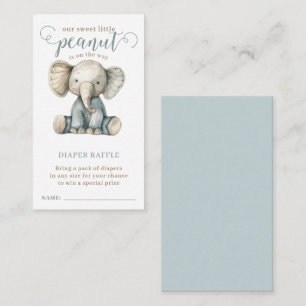Little Peanut Baby Elephant Blue Diaper Raffle Begleitkarte