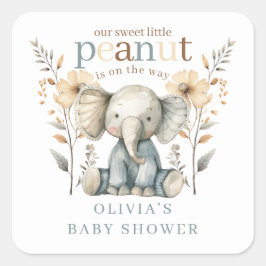 Little Peanut Blue Baby Elephant Baby Dusche Quadratischer Aufkleber