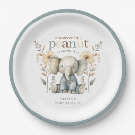 Little Peanut Blue Baby Elephant Paper Plate Pappteller