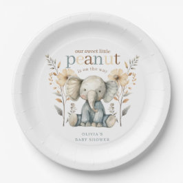 Little Peanut Blue Baby Elephant Paper Plate Pappteller