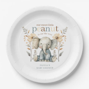 Little Peanut Blue Baby Elephant Paper Plate Pappteller