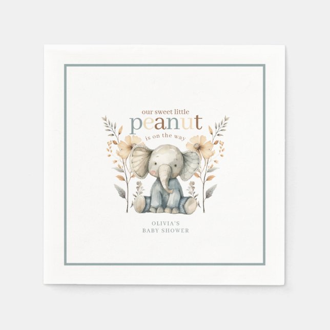Little Peanut Blue Baby Elephant Paper Serviette (Vorderseite)