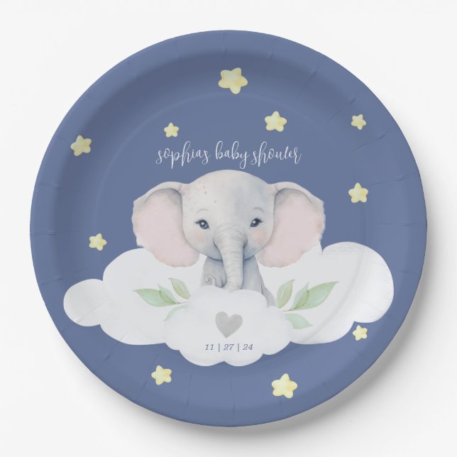 Little Peanut Boy Baby Dusche Blue Elefant Pappteller (Vorderseite)