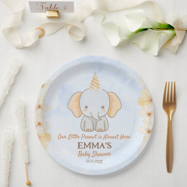 Little Peanut Dreams - Elephant Baby Shower Pappteller (Hochzeit)