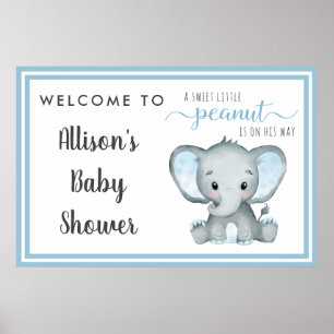 Little Peanut Elephant Baby Boy Dusche Willkommen Poster