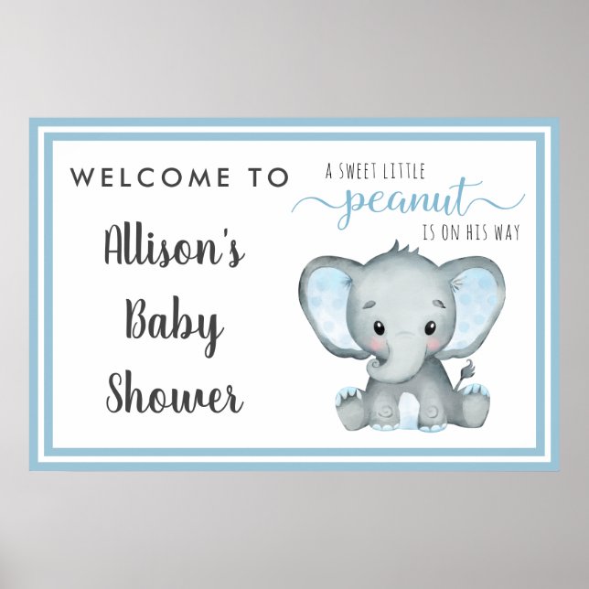 Little Peanut Elephant Baby Boy Dusche Willkommen Poster (Vorne)