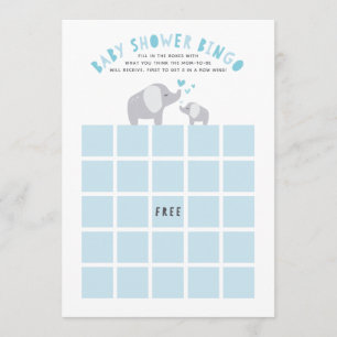 Little Peanut Elephant Baby Shower Bingo Spiel Blu Einladung