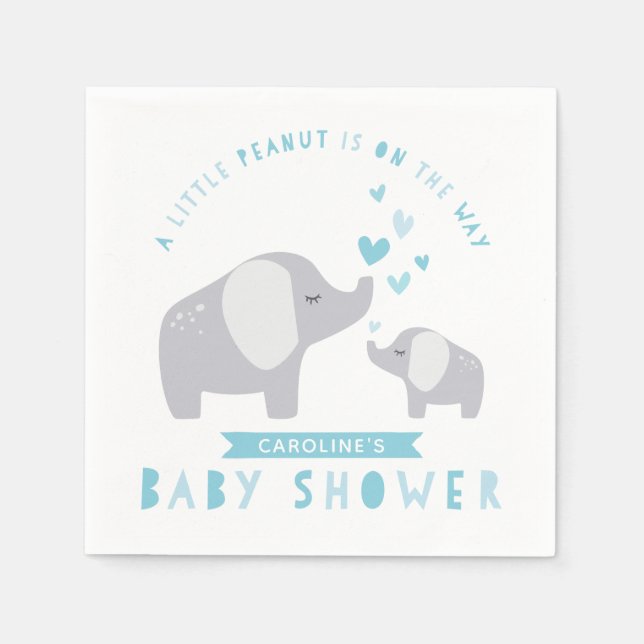 Little Peanut Elephant | Babydusche | Blau Serviette (Vorderseite)