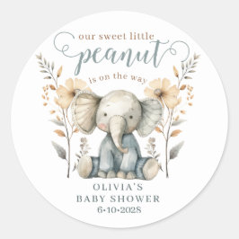 Little Peanut Elephant Blue Baby Dusche Runder Aufkleber