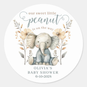 Little Peanut Elephant Blue Baby Dusche Runder Aufkleber