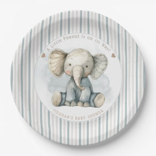 Little Peanut Elephant Blue Striping Baby Dusche Pappteller