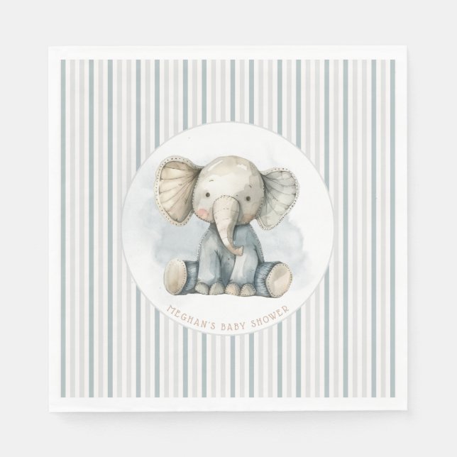 Little Peanut Elephant Blue Striping Baby Dusche Serviette (Vorderseite)