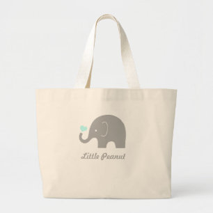 Little Peanut Elephant Tote Bag, blaues Herz Jumbo Stoffbeutel