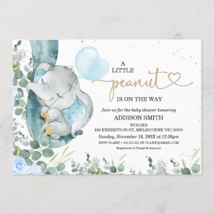Little Peanut Floral Foliage Elephant Baby Shower Einladung